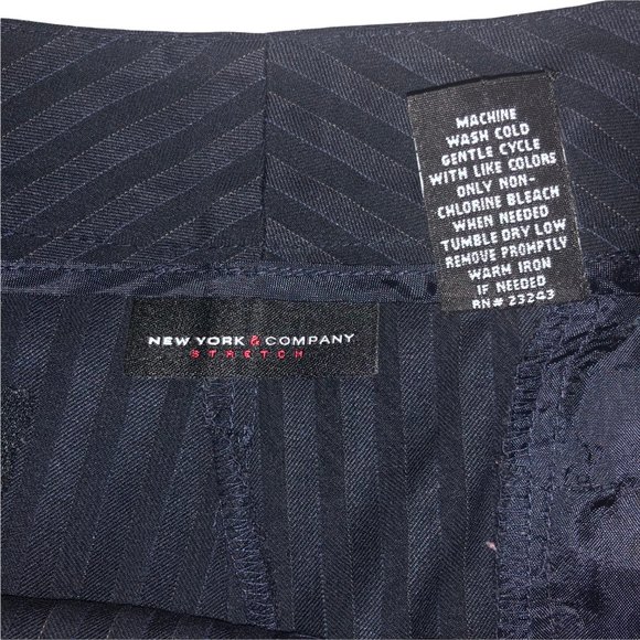 New York & Company Stretch Navy and Gold Striped Petite Dress Pants - Picture 7 of 7